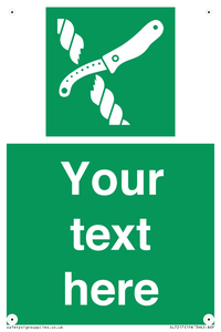 Custom sign safe condition Liferaft knife